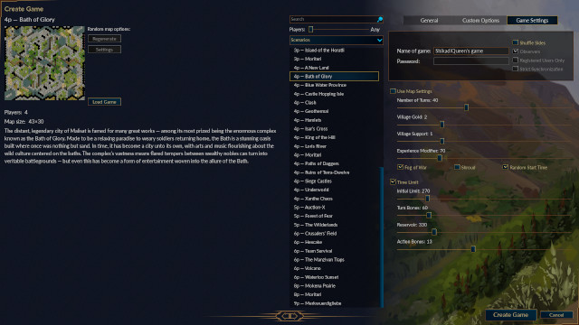 Snímek obrazovky nastavení hry pro více hráčů